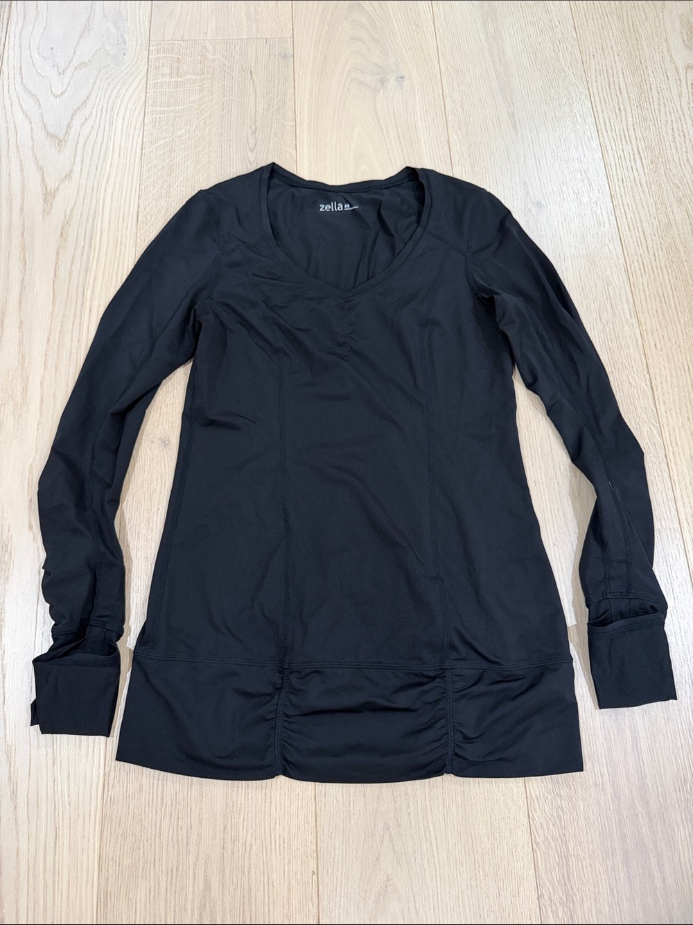 Zella Black V-Neck Long Sleeve Active Top Size XS